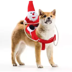 Clearance Christmas Dog Costume Funny Dog Christmas Santa Claus Costume Riding on Dog Pet Cat Christmas Holiday Outfit Pet Christmas Clothes Dressing up for Halloween Christmas Party(Large)