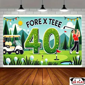 2D Flat Banner 1pc, Golf - Themed Party Banner,  Durable Backdrop 40th Birthday, Indoor & Outdoor Decor, Room & Yard Celebration Accessory, Multicolor, Birthday Party Decor, Birthday Banner, Indoor Celebration