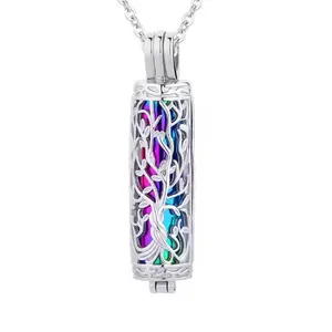 Mini Hollow Storage Vial, Tree of Life Decor Bottle, Stainless Steel Openable Aroma Container