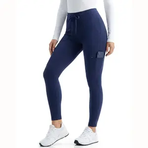 TINYLEMON Women’s High Rise Yoga Scrub Pants, 6-Pocket Cargo Leggings for Nurses, Anti-Wrinkle Work Pants with Yoga Waistband