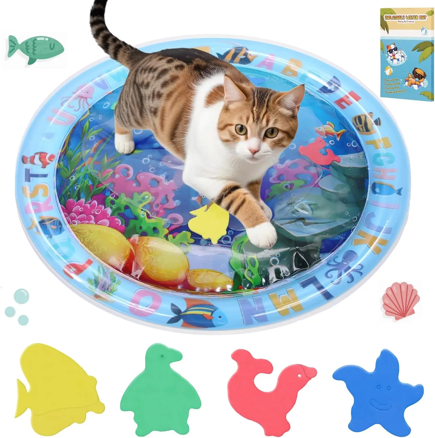 Water Sensory Playmat For Cats, Thickened Upgraded Cat Dog Toys Bored Pet Animals Cat Kicker Toys Self Play Mat Interactive Toys Pet Water Sensory Mat Pad Pet Cooling Mat Indoor Outdoor Exercise