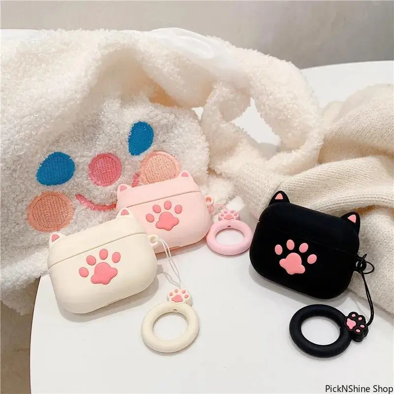 Silicone Protective Cover for Earbuds Headphones - Cute Cartoon Cat, Shockproof Fashion Accessory, Compatible with 1, 2, 3 Models and 2nd Gen Pro, Protection