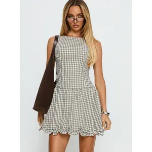 Isidra Drop Waist Playsuit Grey Check