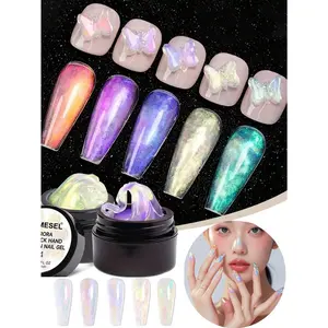 15ml Semi-Permanent UV LED Gel Nail Polish – Aurora Glitter Solid Builder Gel, No-Stick Hand, Hard Extension Gel For Nail Art