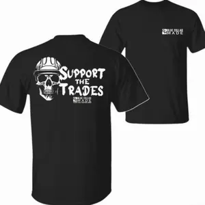Support The Trades T-Shirt, Skull Hard Hat Work Tee, Blue Collar Made Shirt for Men, Vintage Tradesman Graphic