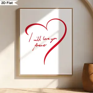 2D Flat, [2D Flat] 1pc I Will Love You Foreve Print Wall Art Love Quote Canvas Poster for Valentine Home Living Room Bedroom Decor Holiday Gift Unframed, 2D Flat