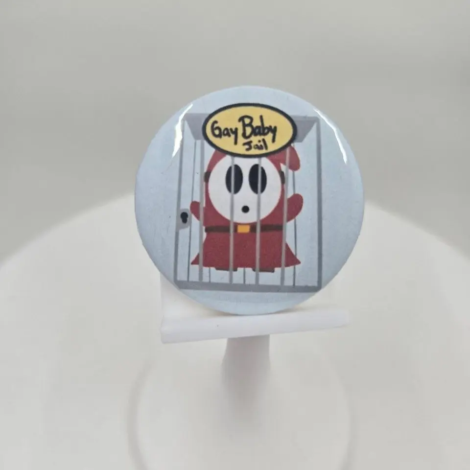 Shy Guy "Gay Baby Jail" 1.5 Inch Handmade Button