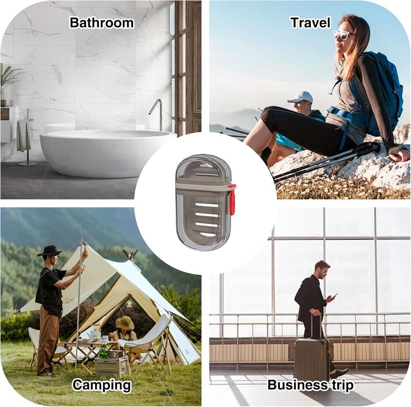 Travel Soap Case, Leakproof Soap Container with Lid, Portable Bar Soap Holder for Shower, Gym, Camping - Transparent