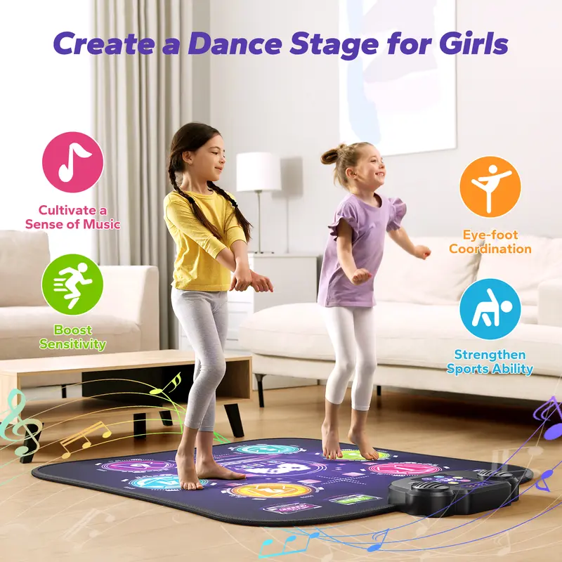 Merach Dance Mat Bluetooth Electronic Dance Pad with Light-up 6-Button 8-Button Built-in Music Dance Game Toy Gift for Kids Girls Boys 3-12 Years Old Summervibes Merach Dance Mat Bluetooth Electronic Dance Pad with Light-up 6-Button 8-Button Built-in Music Dance Game Toy Gift for Kids Girls Boys 3-12 Years Old Summervibes