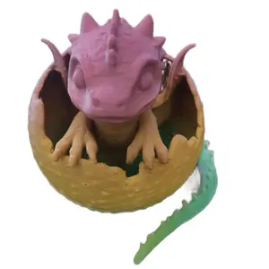 Baby Hatching Dinosaur Egg - Pink Dragon with Green Tail and Brown Shell for Kids