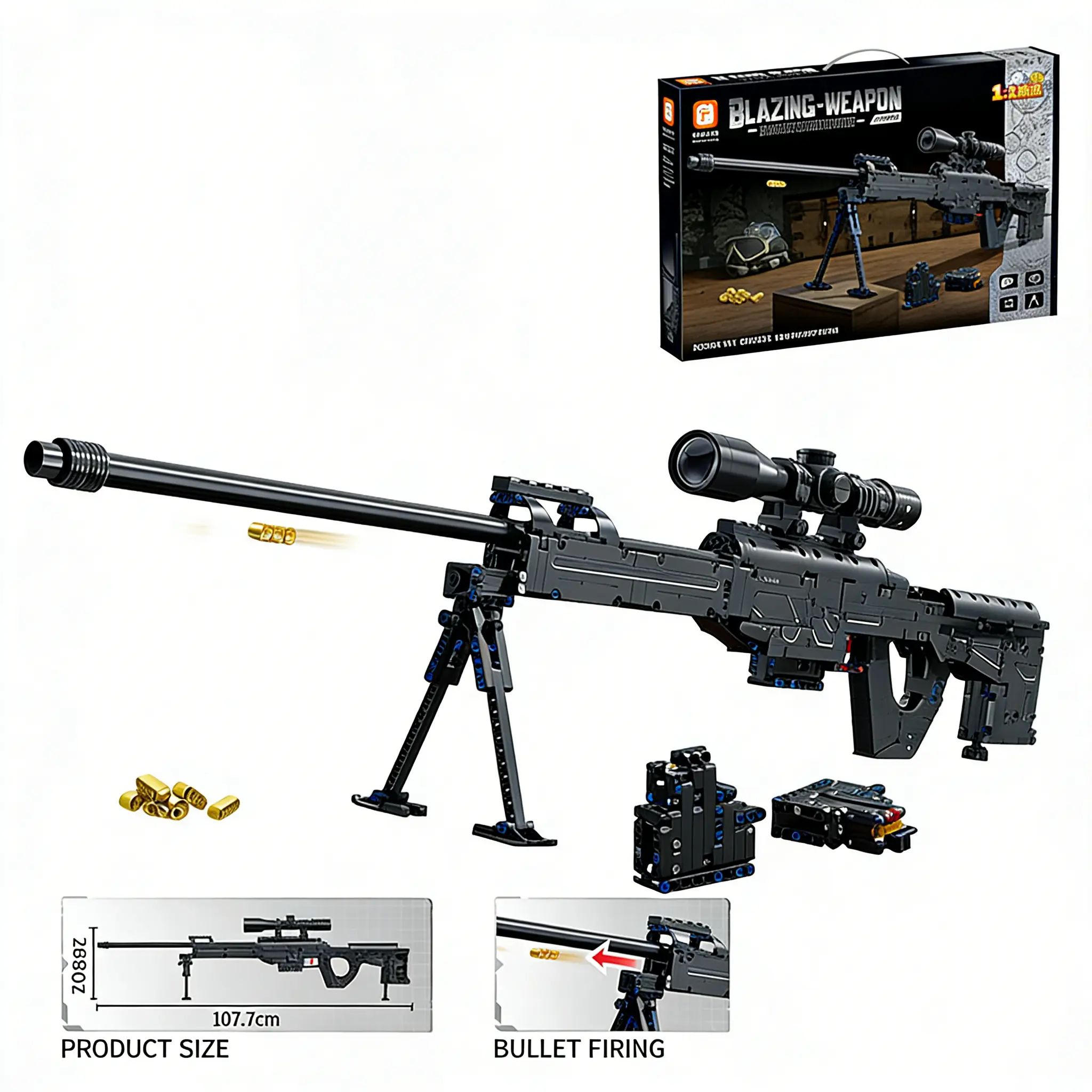 1400pcs Building Block Blaster Model Kit - High-Difficulty Assembly Toy with Detailed Parts, Boy Gifts for Ages 12+, Collectibles & House Decoration, Ideal Halloween/Christmas Gift Ideal for Collectors  High Difficulty