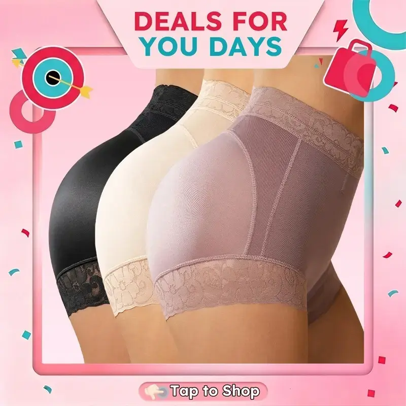 BBEUU Women's High-Waist Shapewear Panties –  Lace Mesh Breathable, Anti-Slip Strip, Sexy Elegant Daily Underwear