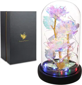 Birthday Gifts Galaxy Artificial Rose, Flowers for Delivery Prime Beauty and the Beast Rose Gold Foil Rose Enchanted Colorful Infinity Rose, Rose Flowers Gifts for Home Decor Unique Gifts for Women Dream of Flowers