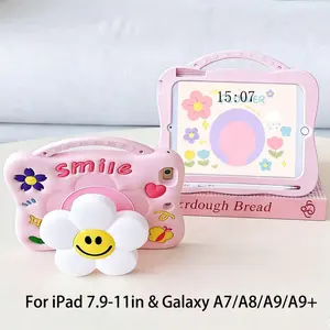 Cute Flower Tablet Protective Case for Kids Girls, Compatible with iPad & Galaxy Mini/56789th/10th/11th/air/pro, Stand Pen Slot Function, Tablet Cover