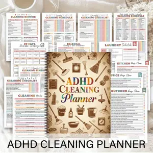 Aesthetic Style ADHD Cleaning Plan Spiral Notebook, Home Cleaning Schedule and Checklist, Daily/Weekly/Monthly/Yearly Household Management Notebook, Professional Property Management Logbook, Suitable for Housewives, Time Logbook, Office Planning Notebook,
