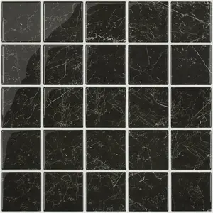 Thicker Black Marble Peel and Stick Backsplash Tiles-10 pcs of 12" x 12"- Adhesive Glossy Square Panels Stick  Backsplash Tiles for Kitchen,Bathroom,Vinyl,,Interior Wall Tiles