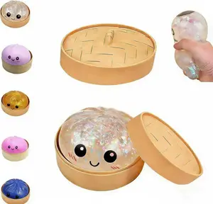 Squishy Dumpling Stress Balls for Adults, Dumpling Squishy Toys for Kids, Dumpling Fidget Sensory Toy,3.15 inches in Diameter Squeeze Dough Ball Stress Relief Toy, Stretchy Stress Ball Squish Toys