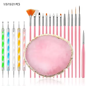 Nail Art Tool Set, 21pcs/set Resin Manicure Palette & Two-way Acrylic Silicone Engraving Pen Point Tool, Suitable for Nail Art DIY Home Salon, Nail Art Kit