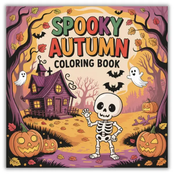 Halloween Fall Gift Spooky Autumn Coloring Book for Adults & Teens: Bold & Easy Fall and Halloween Designs with 50 Cute Single-Sided Pages for Relaxation