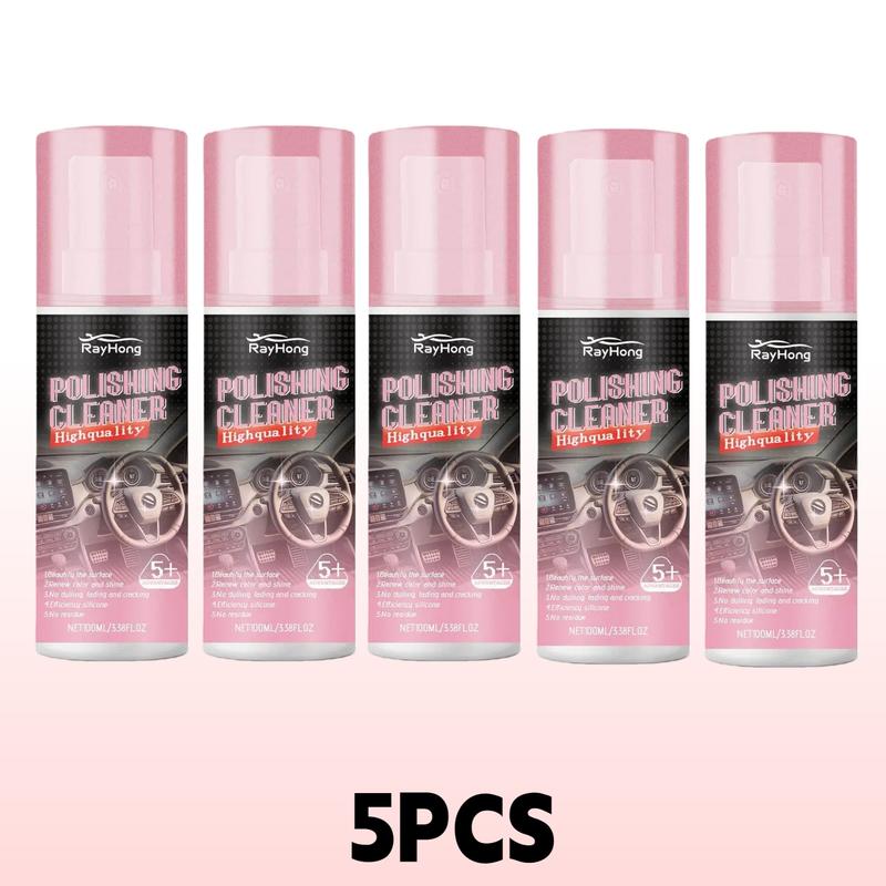 Car Interior Detailing & Polishing Agent, Interior Car Cleaner, 5 Counts Effective Care Solution Agent for Rubber & Faux Leather Surfaces, Multi-Purpose Cleaning Tool