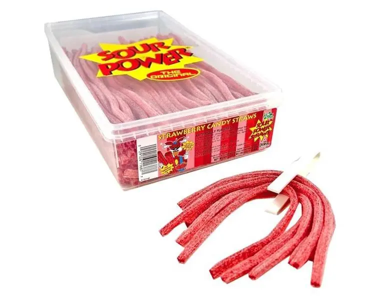 ThayerDorval Sour Power Straw Tubes Candy Strawberry  Tub 2.5lb