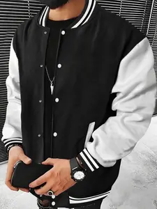 Fall Winter Men's Casual V Neck Baseball Jacket with Pockets, Trendy Student Wear for Everyday Comfort, Stylish Design for All Seasons