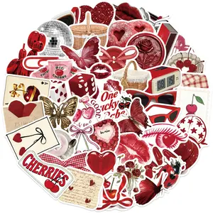 50 Pcs Trendy Y2K Cherry Cartoon Graffiti Stickers - Waterproof Embellishments for Phone Cases, Backpacks & Stationery Decor Accessories