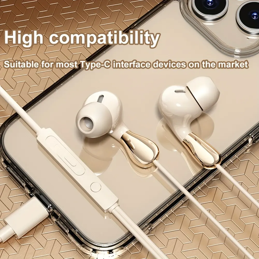 Wired In-Ear Earphones - 3.5Mm/Type-C Audio Headset with Built-In Microphone, Hands-Free Calls, Volume Control, Excellent Sound, PC Compatible for Phones, Tablets, Devices, Not Water Resistant