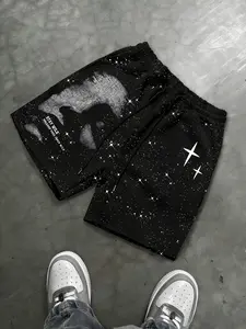 Men's shorts, Casual Drawstring Shorts, with an elastic waistband for a comfortable fit, featuring sequin detailing. Suitable for everyday wear, parties, and more – a wardrobe essential.