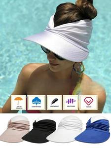 women's sun protection wide brim hat, sun visor cap, casual outdoor beach sun hat for women & girls, fashion accessories for traveling & beach party, adjustable ponytail cap
