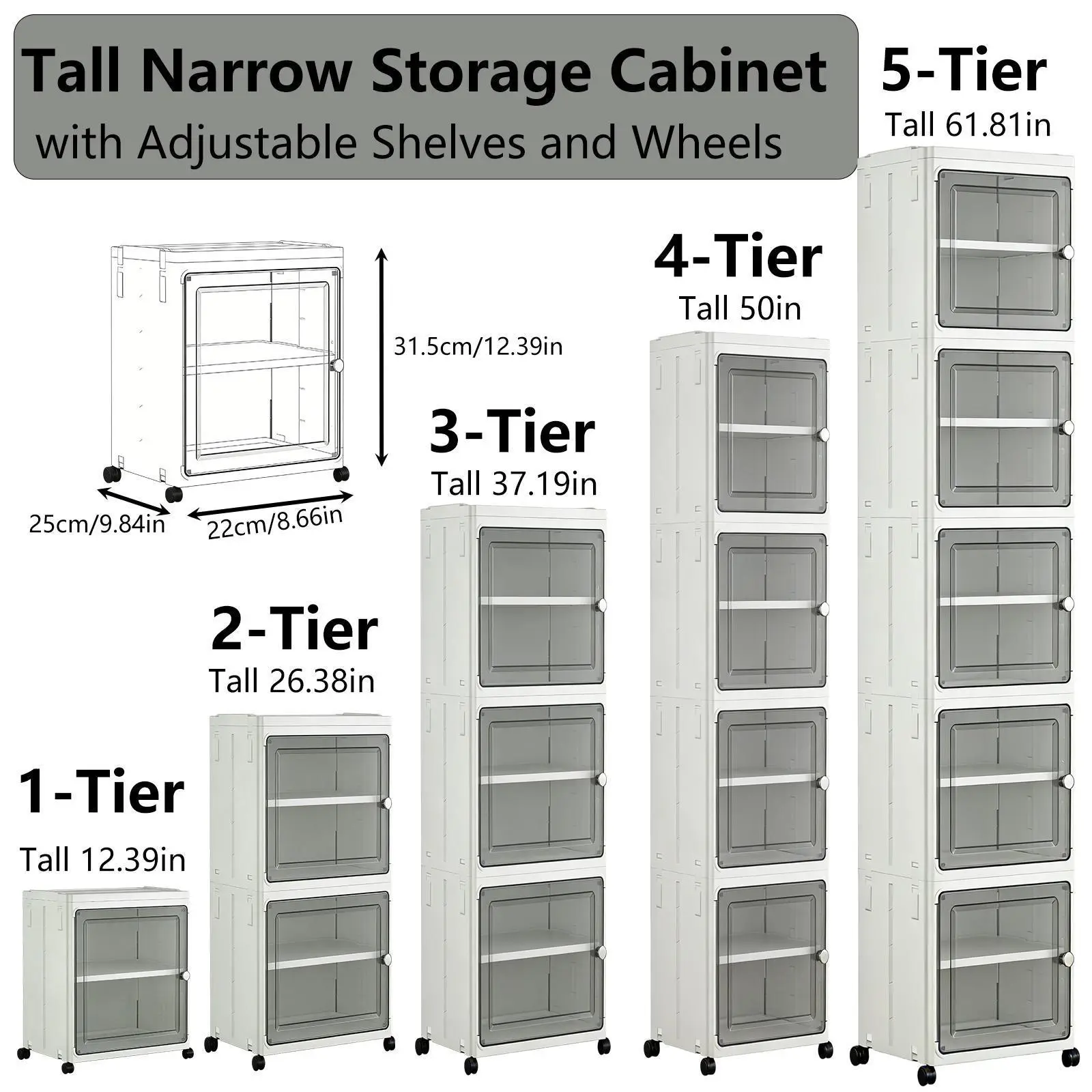 Mobile Foldable Storage Cabinet Universal Wheels Magnetic Door Multilayer Slim Dustproof Organizer Narrow Gap For Kitchen Bedroom Bathroom Toilet Side Home Organization