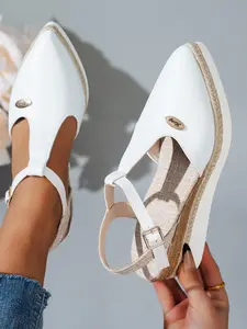 Women's Fashionable Plain Color Espadrilles Sandals, Casual Comfortable Platform Sandals for Daily Wear, All-match Commuter Shoes for Women & Girls