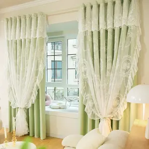 Double Layer Lace Curtain Set, Light Blocking Insulation Noise Reduction, Decorative for Kids Room Bedroom Living Room Study, Thermal Insulated Curtain, Home Decoration Curtain