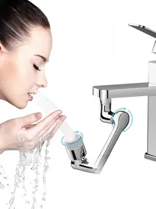 Faucet Extender, 1080 Degree Swivel Faucet Aerator, Large-Angle Rotating Splash Filter Faucet with 2 Water Outlet Modes, Bathroom Rotatable Multifunctional Extension Faucet for Washing Eye/Hair/Face