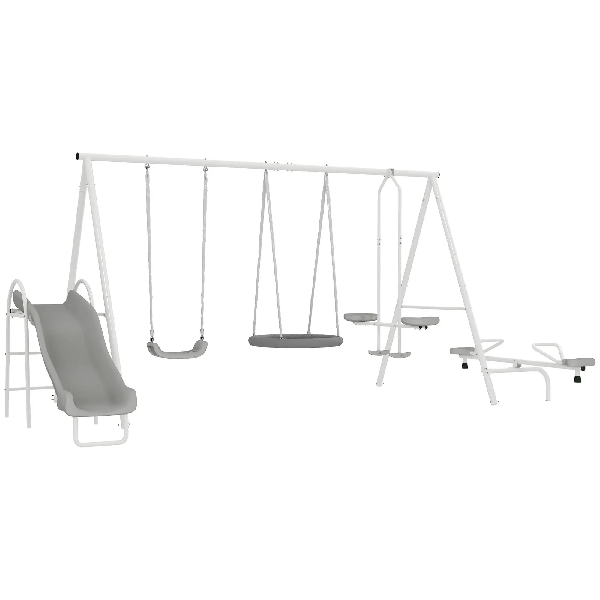 5 In 1, 2 Gliders+2 Swings+1 Slide, Gray 