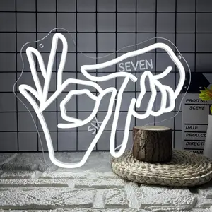 Gesture LED Wall Hanging Art Neon Signature, USB Powered, Decorative Wall Light, Decorate Your Room, Private Space, Bar, Party, Interior LED Lights