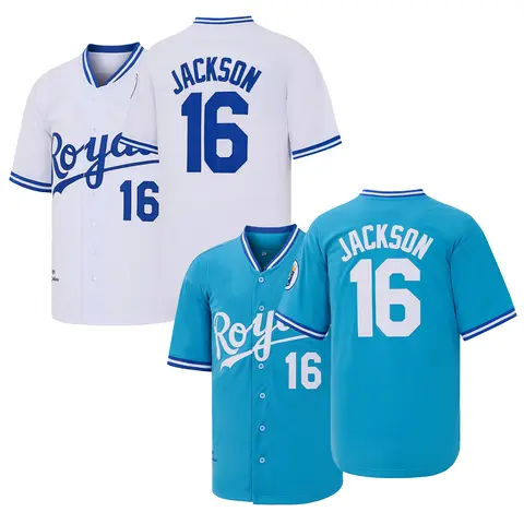 Men's #16 Bo Jackson 1989 Embroidery Number Stitching Baseball Jersey - Short Sleeve Tops, Male Size Professional Sports Apparel, Commemorative Gift For Fans