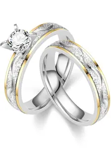 Stainless Steel Couple Rings, Fashion Style, Sandblasted Inlaid Wedding Bands, Valentine's Day Gift, Mother's Day Present, Wedding Promise Rings