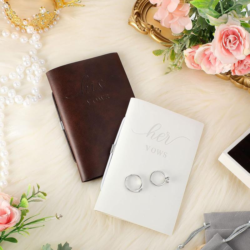 2 count Wedding Vow Books His and Hers Vow Books Vow Notebook for Wedding Vows Journal Wedding Day Officiant Book 5.9 x 3.9 Inch, Bridal Shower Gifts, Wedding Keepsake, 50 Pages/Pcs (White, Coffee)
