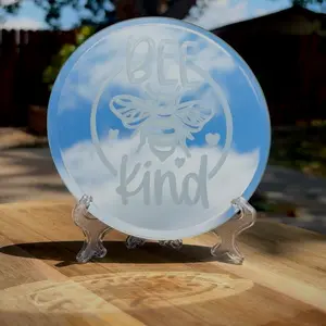 Bee kind etched glass mirror