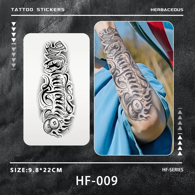 Vintage Chicano Street Temporary Tattoo Stickers, Waterproof Long-Lasting 7-15 Days, Semi-Permanent Herbal Tattoos, Unisex Fake Tattoos