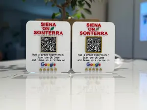 Personalized Business Review Sign Acrylic 6 x 5 inch & 10 x 7 inch Sizes with QR Code for Easy Linking Customizable with Logo Name or Social Media Handles