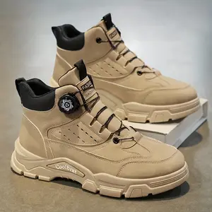 (New)Men's Shoes Autumn New Boots Thick Soles Casual Work Shoes Men's Fashion Trend Rotary Buckle Shoes