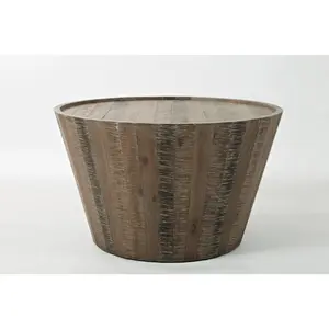 Conundrum Modern Distressed Solid Wood Drum Coffee Table