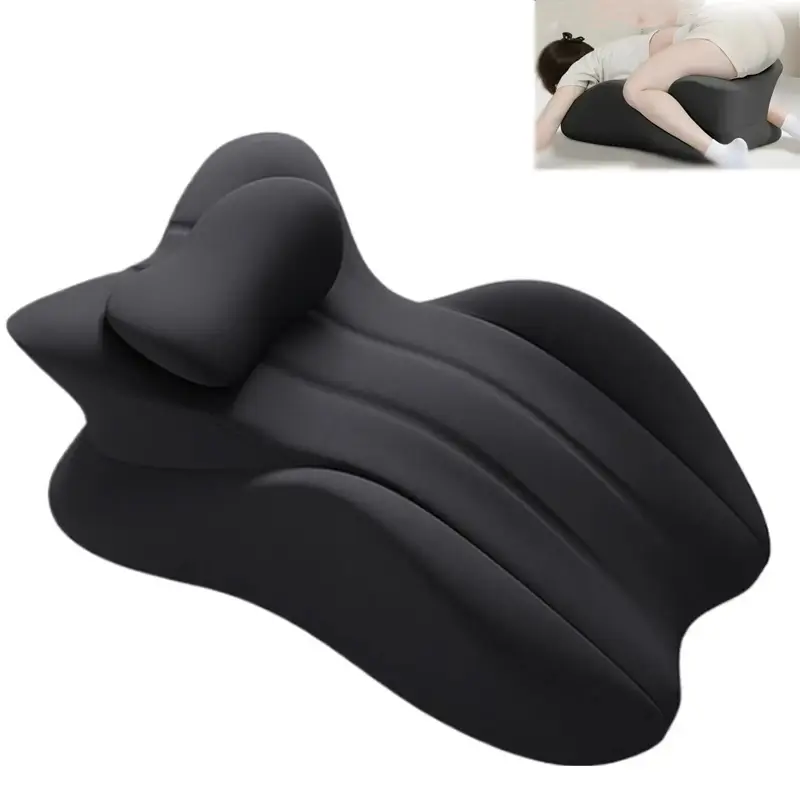 Discreet Wedge Pillow for Couples- Memory Foam Seat Cushion BedHead pad Stress for Intimacy Support, Firm Foam Pillow with Washable Cover(black)