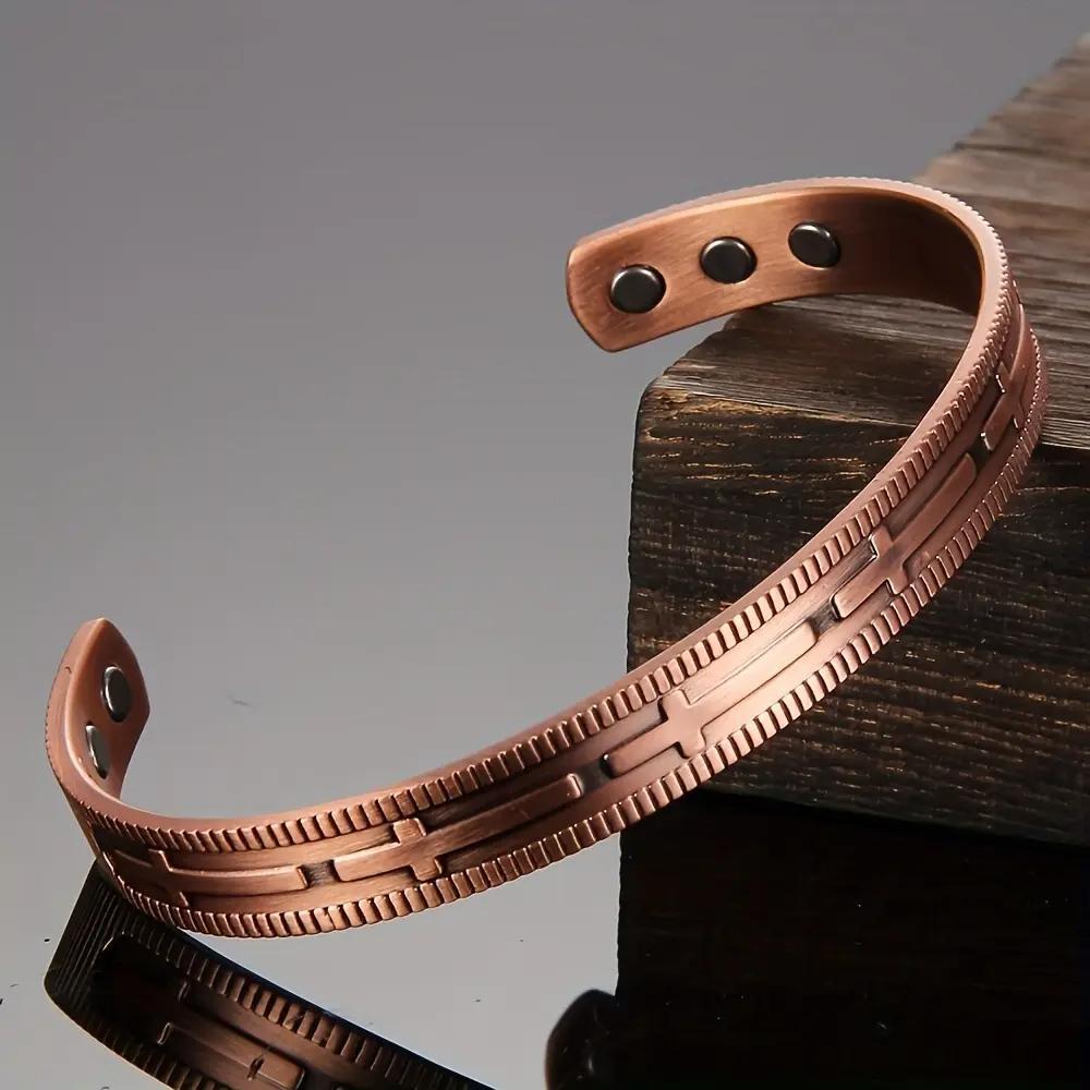 99.9% Pure Copper Cross Bracelet — Featuring 6 High-Strength 3500-Gauss Magnets. A Simple, Stylish, and Adjustable Decorative Gift — Perfect for Easter and Any Occasion. Adjustable Slider Bracelets Magnetic Copper Bracelet Bracelets Jewelry