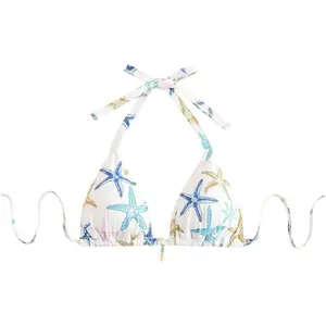 Women's Plus Size Starfish Triangle Bikini Top Tie Backless Halter Bathing Suit Tops