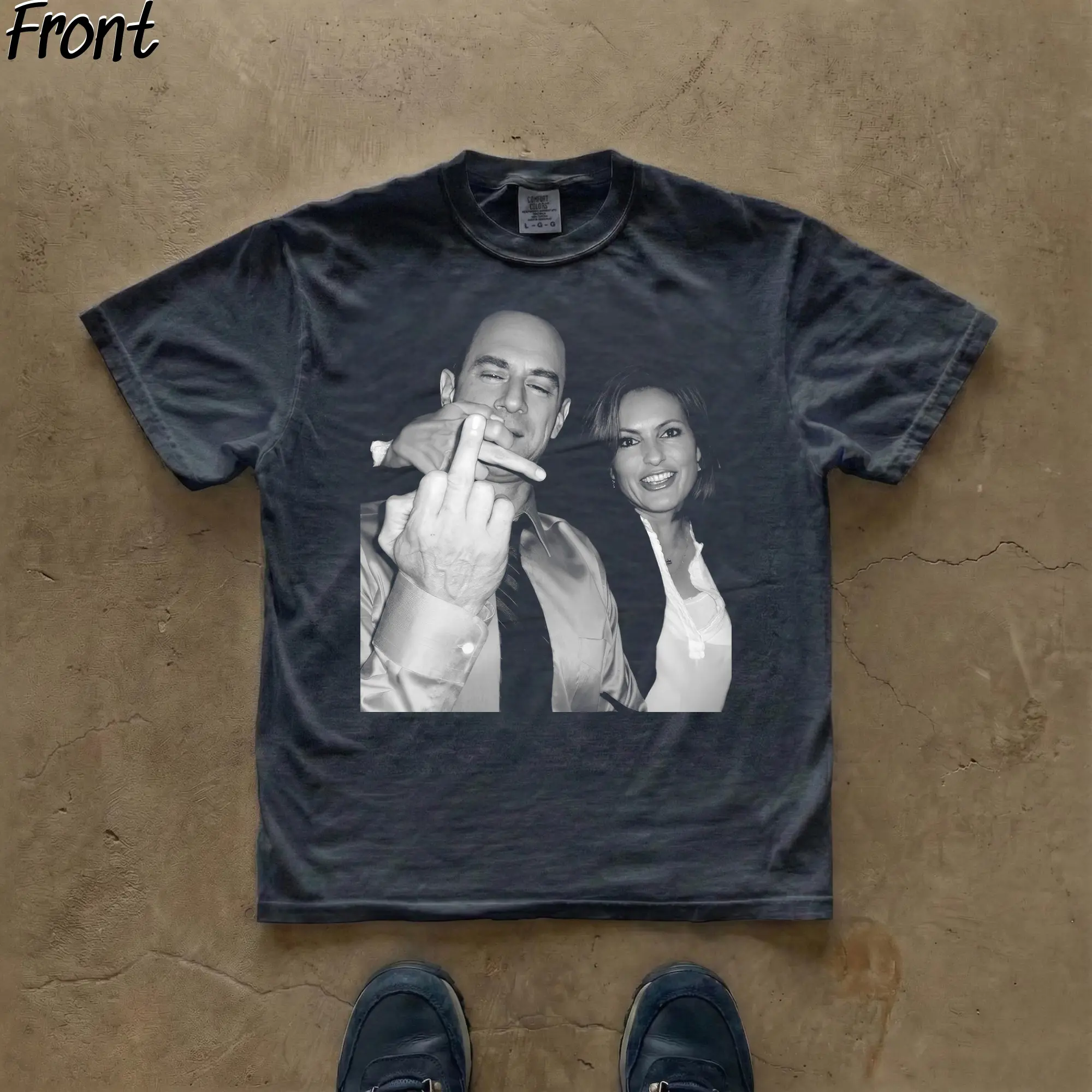 Men's Vintage Law & Order SVU Elliot & Olivia Graphic Print Round Neck Short-Sleeve T-Shirt - Casual Graphic Tee, Biker Black Sports Top for Menswear Streetwear