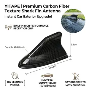 Yitape Carbon Fiber Shark Fin Antenna, High-Performance Chip, Damage-Free Installation, Self-Adhesive, Suv/car Universal, DIY Quick Install