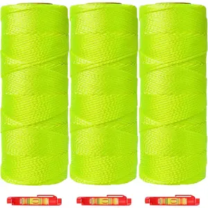 3 Pcs 600 Ft 18 Braided Nylon Twine String for Gardening Or Masonry Tools, Yellow